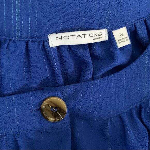 Notations metallic crepe statement tie sleeve button down blouse shirt plus 3X - Picture 5 of 7